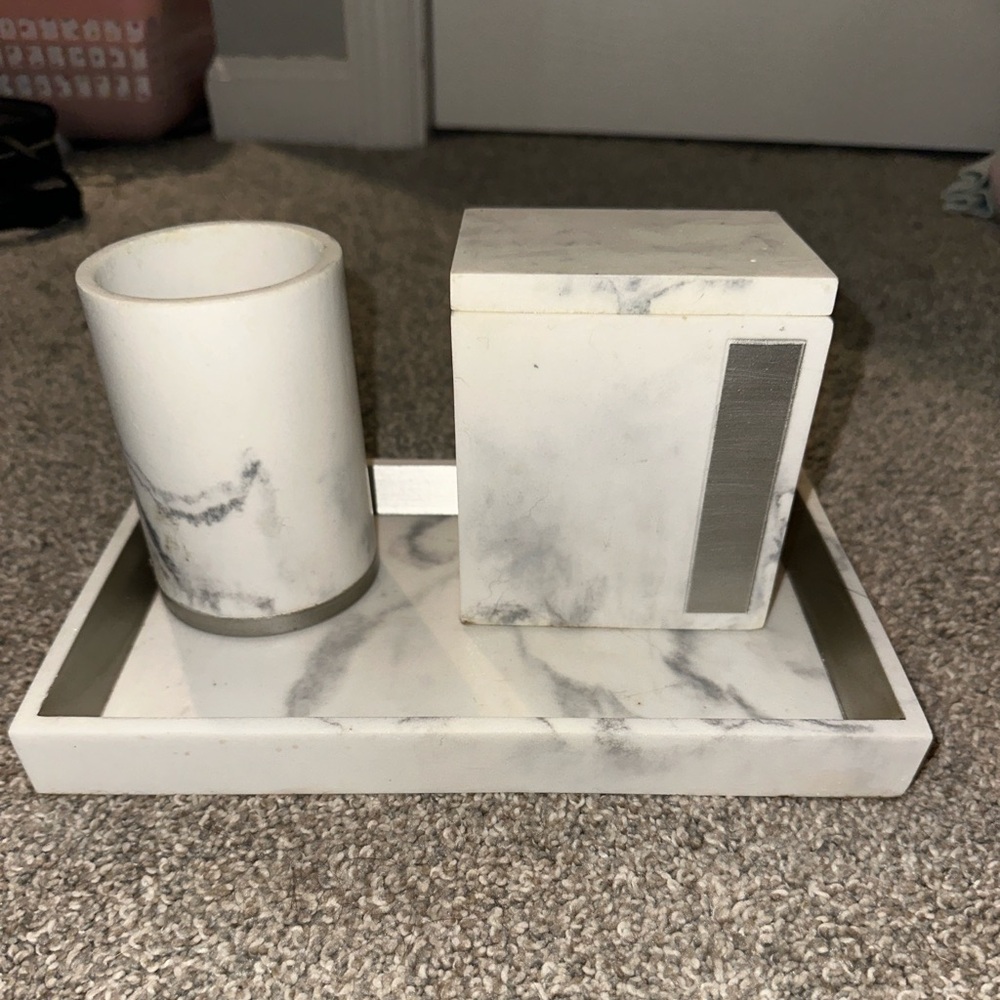 3 piece marble bathroom set